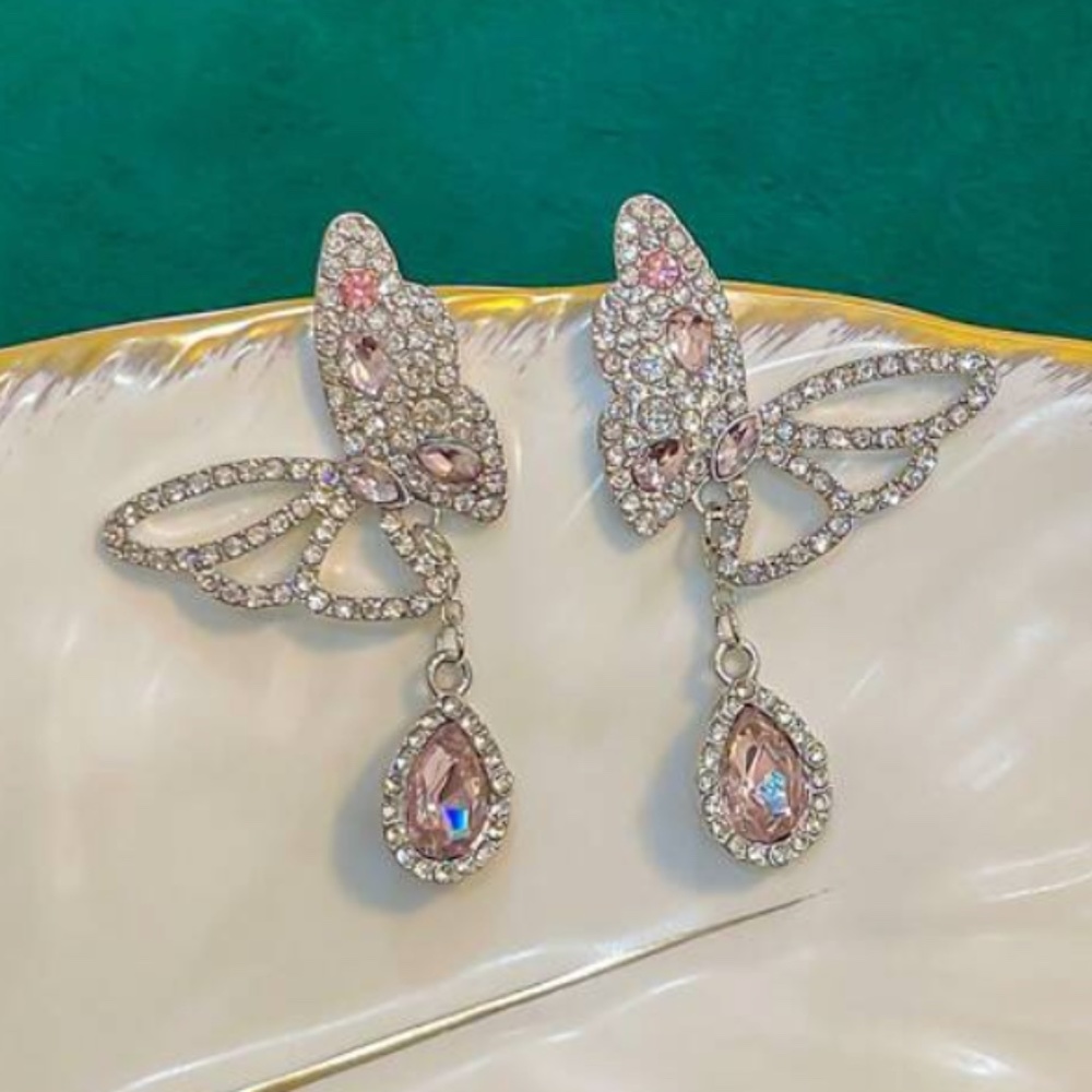 ❤️FREE Butterfly Rhinestone Girly Chic Glam Hipster Bug Artsy Classy Earrings